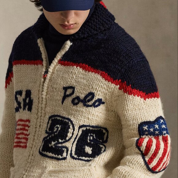 Polo Ralph Lauren 2026 Team USA Olympic Hand-Knit Wool Cardigan M Artisan Signed - Picture 15 of 17